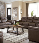 Signature Design by Ashley Maderla Sofa, Loveseat, Chair and Ottoman-Walnut