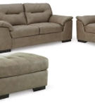 Signature Design by Ashley Maderla Sofa, Loveseat, Chair and Ottoman-Pebble