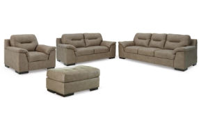 Signature Design by Ashley Maderla Sofa, Loveseat, Chair and Ottoman-Pebble