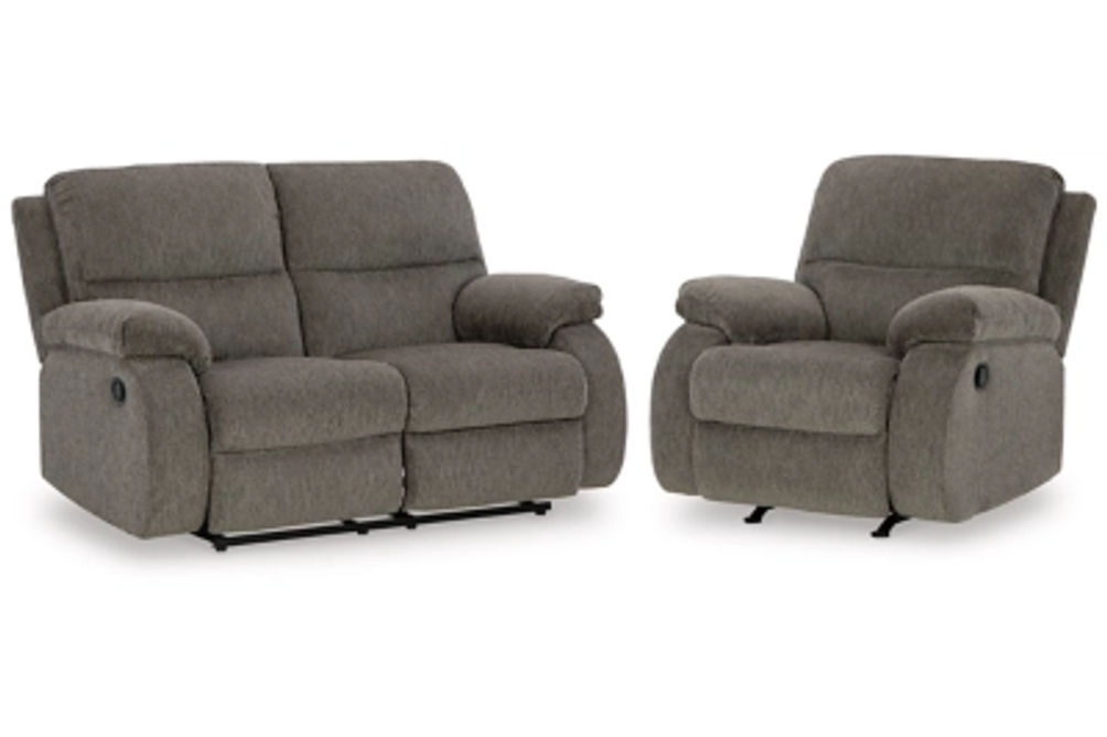 Signature Design by Ashley Scranto Reclining Loveseat and Recliner-Brindle