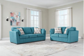 Signature Design by Ashley Keerwick Sofa and Loveseat-Teal