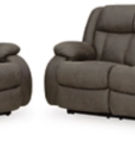 Signature Design by Ashley First Base Reclining Sofa and Loveseat-Gunmetal