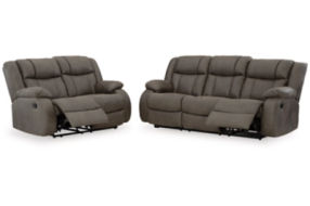 Signature Design by Ashley First Base Reclining Sofa and Loveseat-Gunmetal