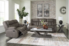 Signature Design by Ashley First Base Reclining Sofa and Loveseat-Gunmetal