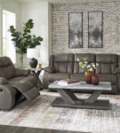 Signature Design by Ashley First Base Reclining Sofa and Loveseat-Gunmetal