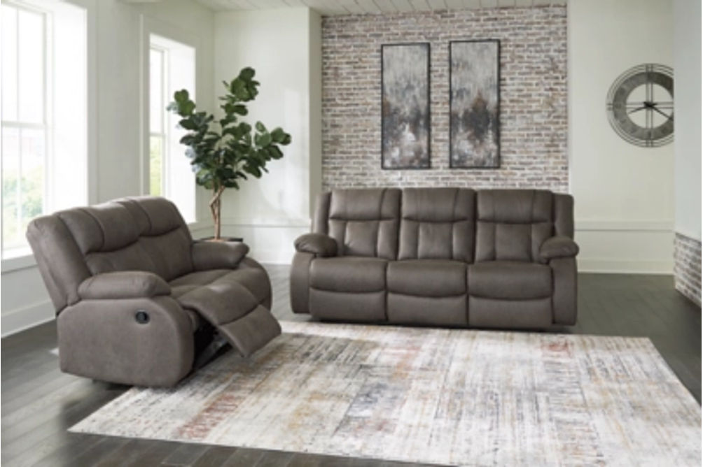 Signature Design by Ashley First Base Reclining Sofa and Loveseat-Gunmetal