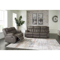 Signature Design by Ashley First Base Reclining Sofa and Loveseat-Gunmetal