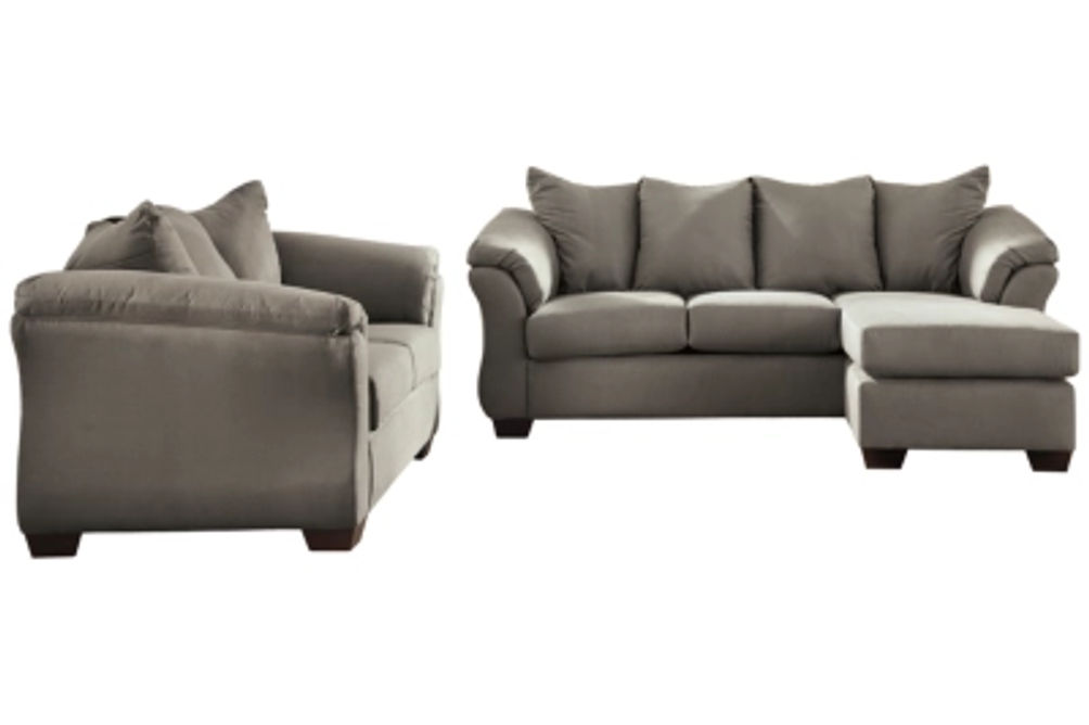 Signature Design by Ashley Darcy Sofa Chaise with Loveseat-Cobblestone