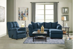 Signature Design by Ashley Darcy Sofa Chaise and Loveseat-Blue