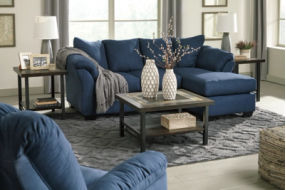 Signature Design by Ashley Darcy Sofa Chaise and Recliner-Blue