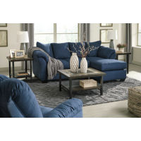 Signature Design by Ashley Darcy Sofa Chaise and Recliner-Blue