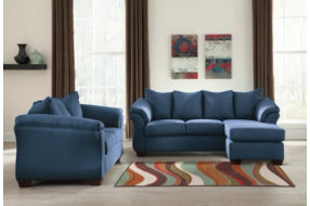 Signature Design by Ashley Darcy Sofa Chaise and Loveseat-Blue