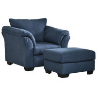 Signature Design by Ashley Darcy Chair and Ottoman-Blue