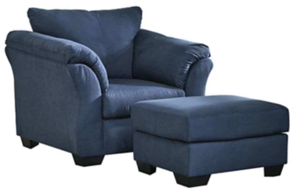 Signature Design by Ashley Darcy Chair and Ottoman-Blue