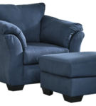 Signature Design by Ashley Darcy Chair and Ottoman-Blue