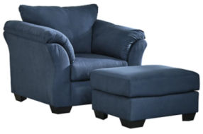 Signature Design by Ashley Darcy Chair and Ottoman-Blue