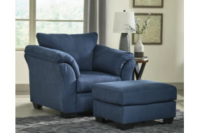 Signature Design by Ashley Darcy Chair and Ottoman-Blue