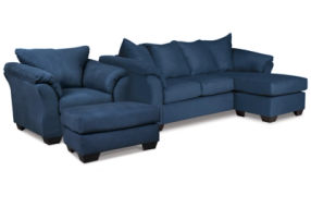 Signature Design by Ashley Darcy Sofa Chaise, Chair, and Ottoman-Blue