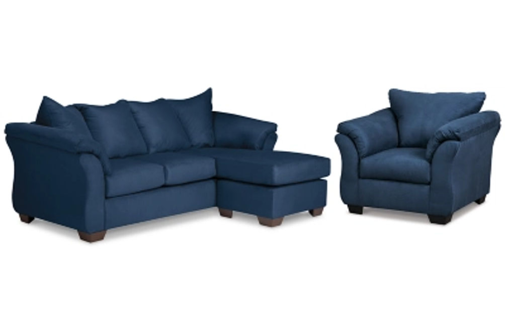 Signature Design by Ashley Darcy Sofa Chaise with Chair-Blue