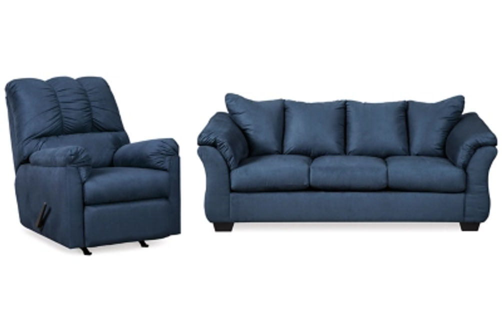 Signature Design by Ashley Darcy Sofa and Recliner-Blue