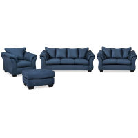 Signature Design by Ashley Darcy Sofa, Loveseat, Chair and Ottoman-Blue