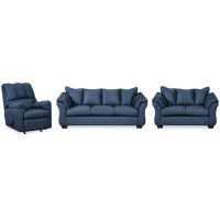 Signature Design by Ashley Darcy Sofa, Loveseat and Recliner-Blue