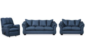 Signature Design by Ashley Darcy Sofa, Loveseat and Recliner-Blue