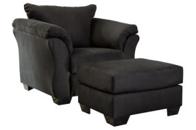 Signature Design by Ashley Darcy Chair and Ottoman-Black