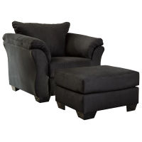 Signature Design by Ashley Darcy Chair and Ottoman-Black