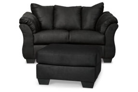 Signature Design by Ashley Darcy Loveseat and Ottoman-Black