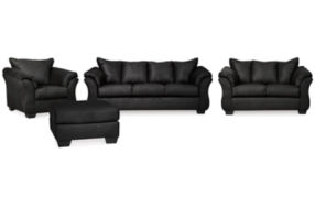 Signature Design by Ashley Darcy Sofa, Loveseat, Chair and Ottoman-Black