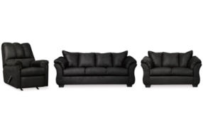 Signature Design by Ashley Darcy Sofa, Loveseat and Recliner-Black