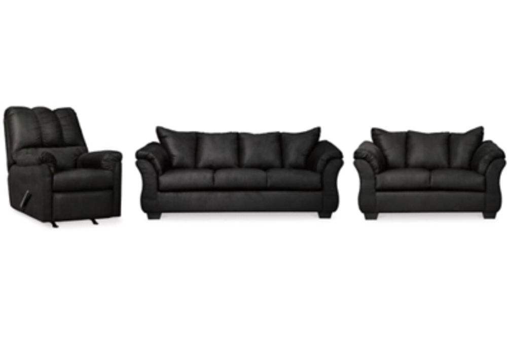 Signature Design by Ashley Darcy Sofa, Loveseat and Recliner-Black