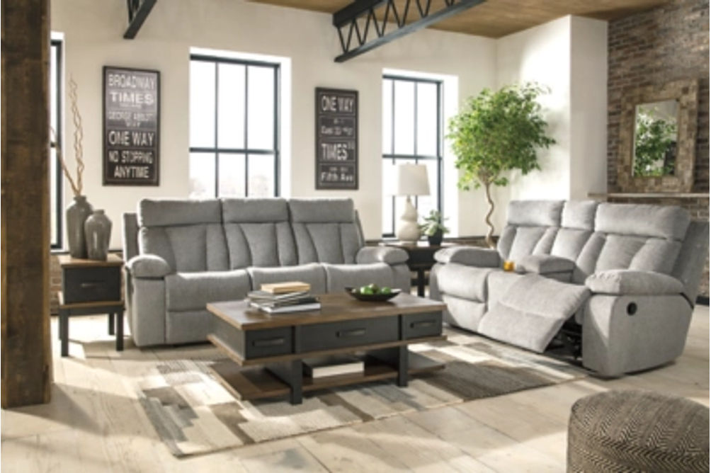 Signature Design by Ashley Mitchiner Reclining Sofa and Loveseat-Fog