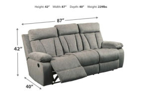 Signature Design by Ashley Mitchiner Reclining Sofa with Recliner-Fog