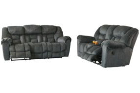 Signature Design by Ashley Capehorn Reclining Sofa and Loveseat-Granite