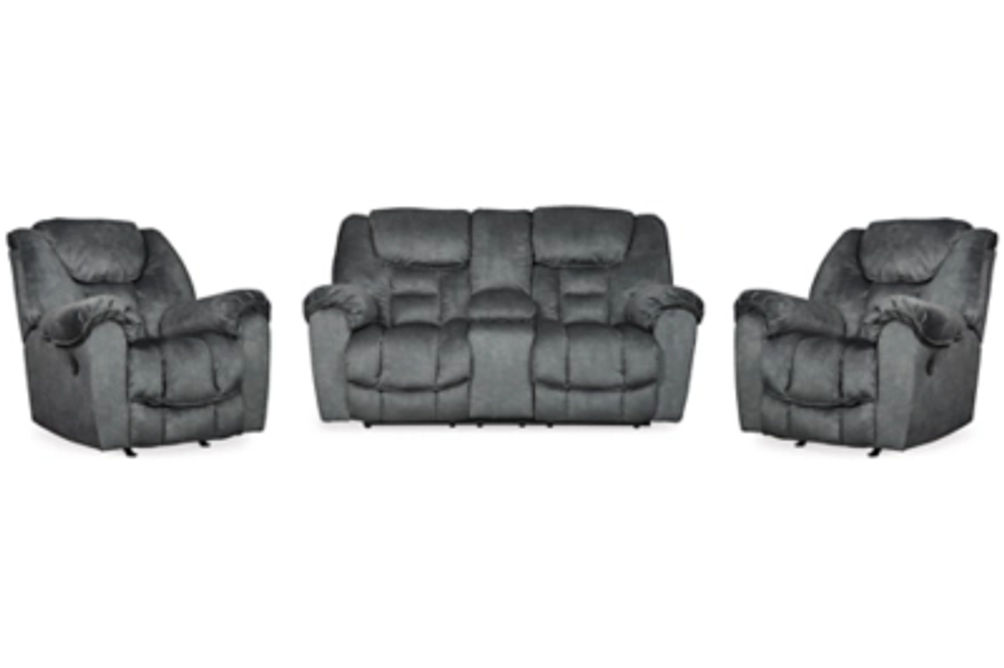 Signature Design by Ashley Capehorn Reclining Loveseat and 2 Recliners-Granite