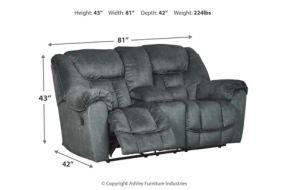 Signature Design by Ashley Capehorn Reclining Loveseat and 2 Recliners-Granite