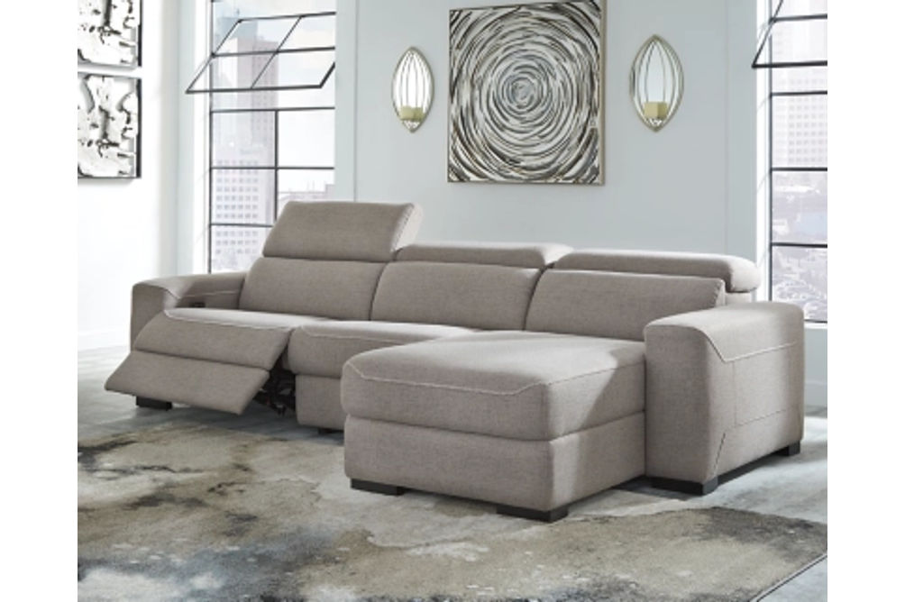 Signature Design by Ashley Mabton 3-Piece Power Reclining Sectional-Gray