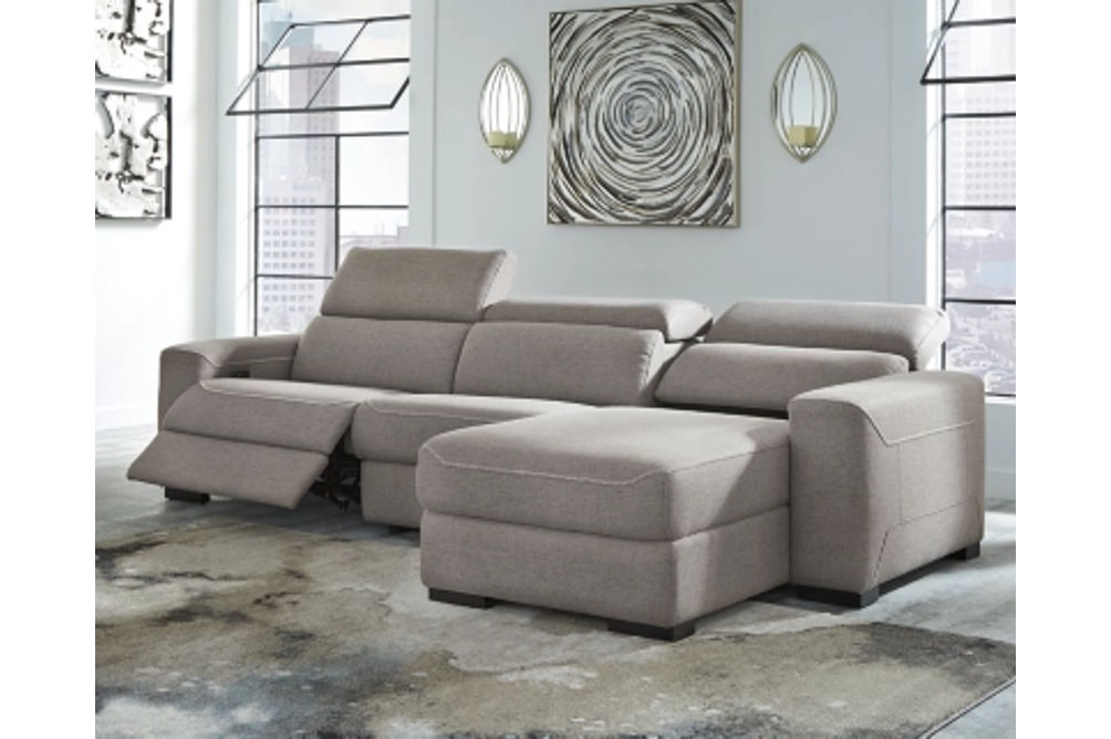 Signature Design by Ashley Mabton 3-Piece Power Reclining Sectional-Gray