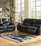 Signature Design by Ashley Calderwell Reclining Sofa and Loveseat-Black