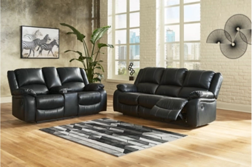 Signature Design by Ashley Calderwell Reclining Sofa and Loveseat-Black