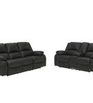 Signature Design by Ashley Calderwell Reclining Sofa and Loveseat-Black