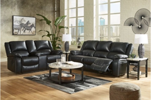 Signature Design by Ashley Calderwell Reclining Sofa and Loveseat-Black