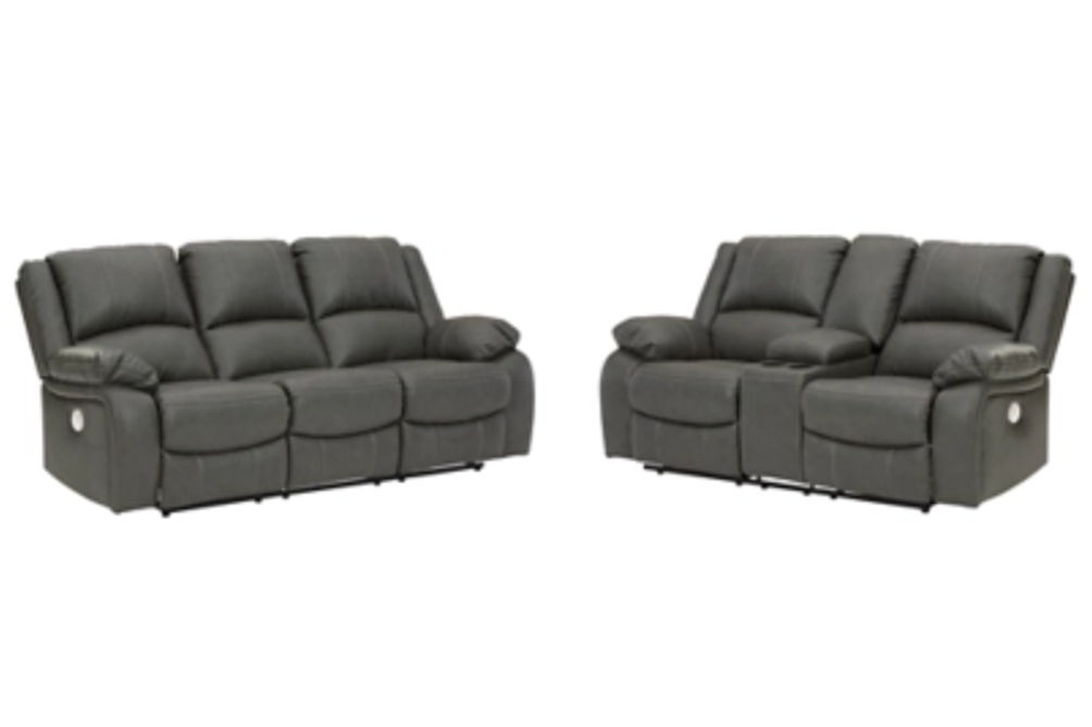 Signature Design by Ashley Calderwell Power Reclining Sofa and Loveseat-Gray