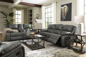 Signature Design by Ashley Calderwell Reclining Sofa and Loveseat-Gray