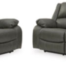 Signature Design by Ashley Calderwell Reclining Sofa and Loveseat-Gray