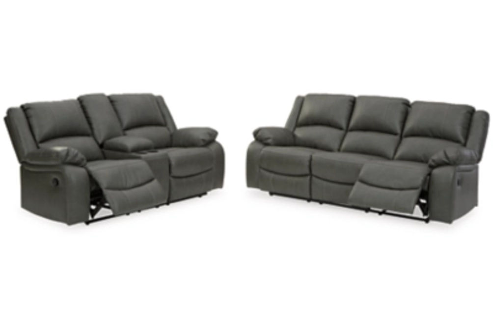 Signature Design by Ashley Calderwell Reclining Sofa and Loveseat-Gray