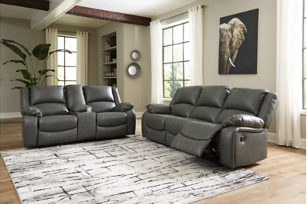 Signature Design by Ashley Calderwell Reclining Sofa and Loveseat-Gray