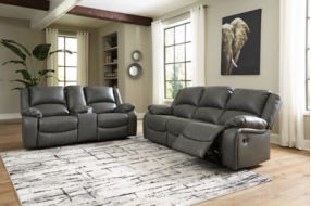 Signature Design by Ashley Calderwell Reclining Sofa and Loveseat-Gray